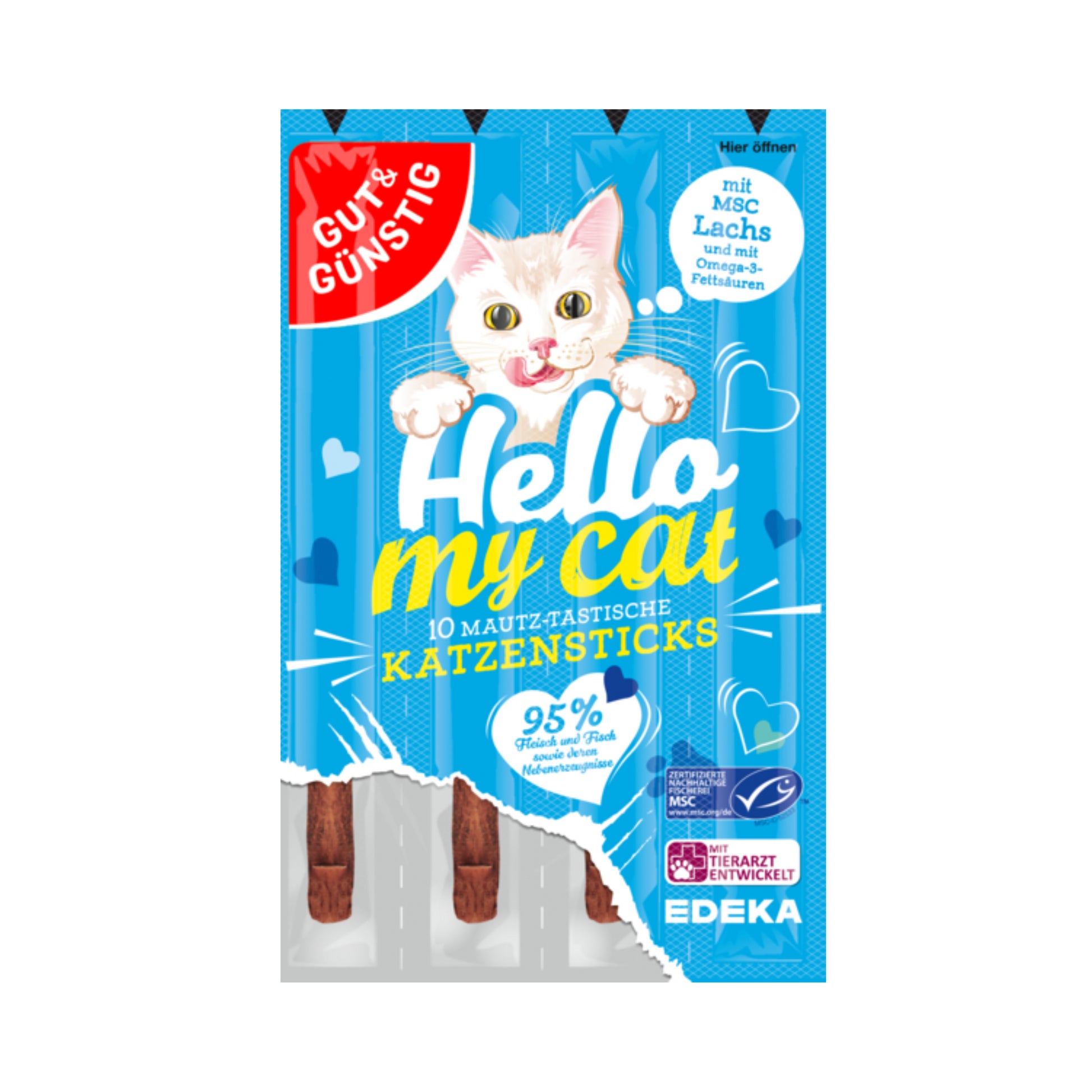 MSC GUT&GÜNSTIG Cat Fleischsticks mit Lachs 10 Stück foodpipe [Lebensmittel-Lieferservice Rostock]