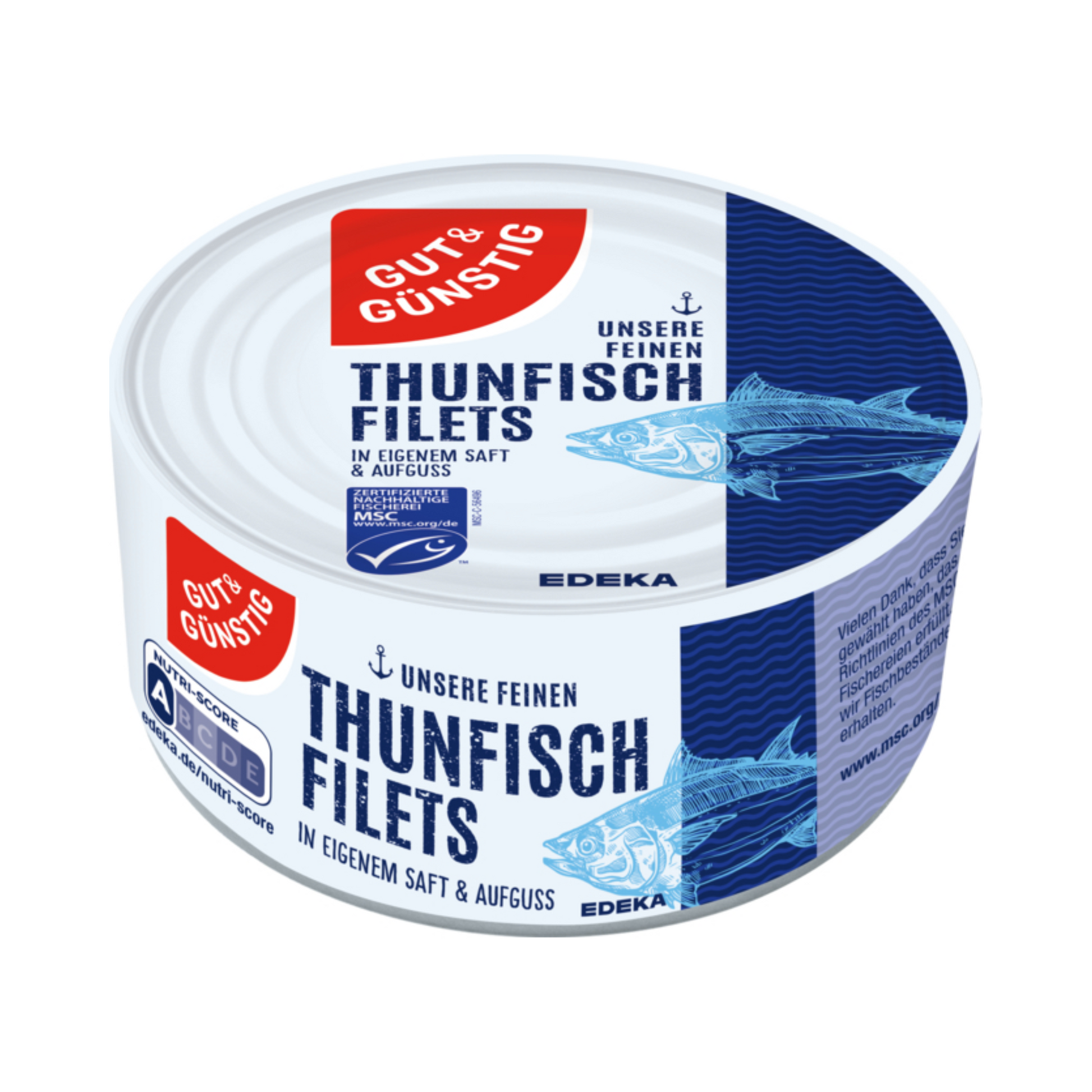 MSC GUT&GÜNSTIG Thunfischfilets in eigenem Saft und Aufguss 195g foodpipe [Lebensmittel-Lieferservice Rostock]