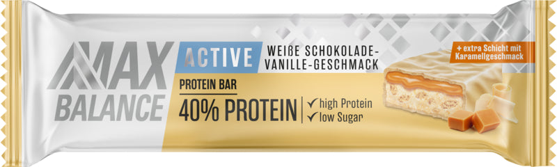 Max Balance Active Protein Bar Weiße Schokolade-Vanille 40% Protein 50g foodpipe [Lebensmittel-Lieferservice Rostock]