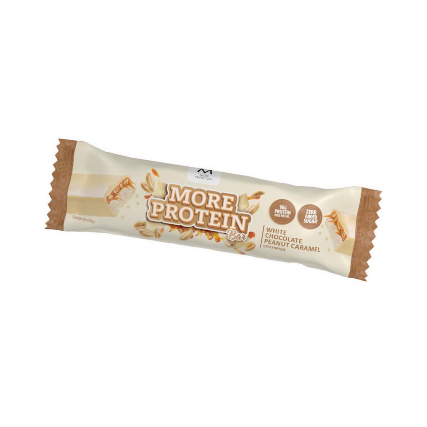 More Nutrition White Chocolate Peanut Caramel 50g foodpipe [Lebensmittel-Lieferservice Rostock]