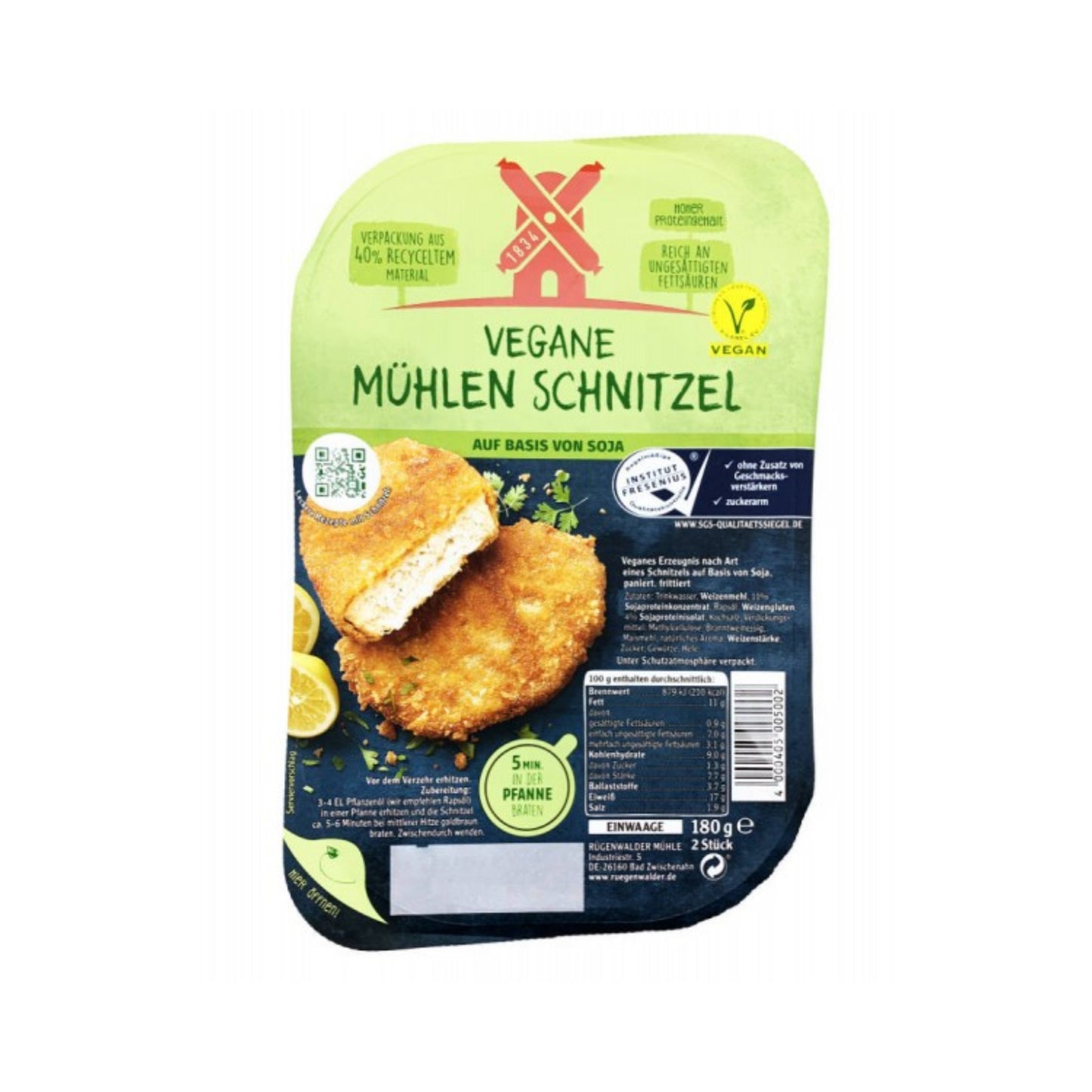 Mühlen Schnitzel vegan klassisch 180g foodpipe [Lebensmittel-Lieferservice Rostock]