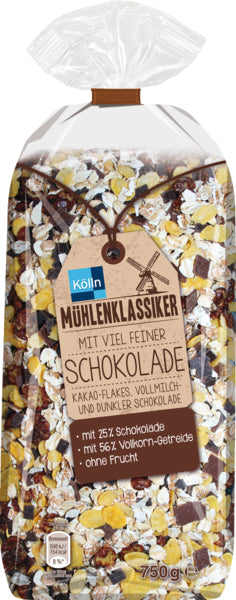 Mühlenklassiker Müsli mit viel feiner Schokolade 750g foodpipe [Lebensmittel-Lieferservice Rostock]