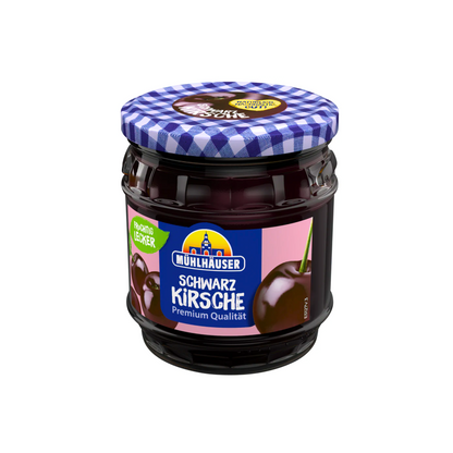 Mühlhäuser Konfitüre Extra Schwarzkirsch 450g foodpipe [Lebensmittel-Lieferservice Rostock]
