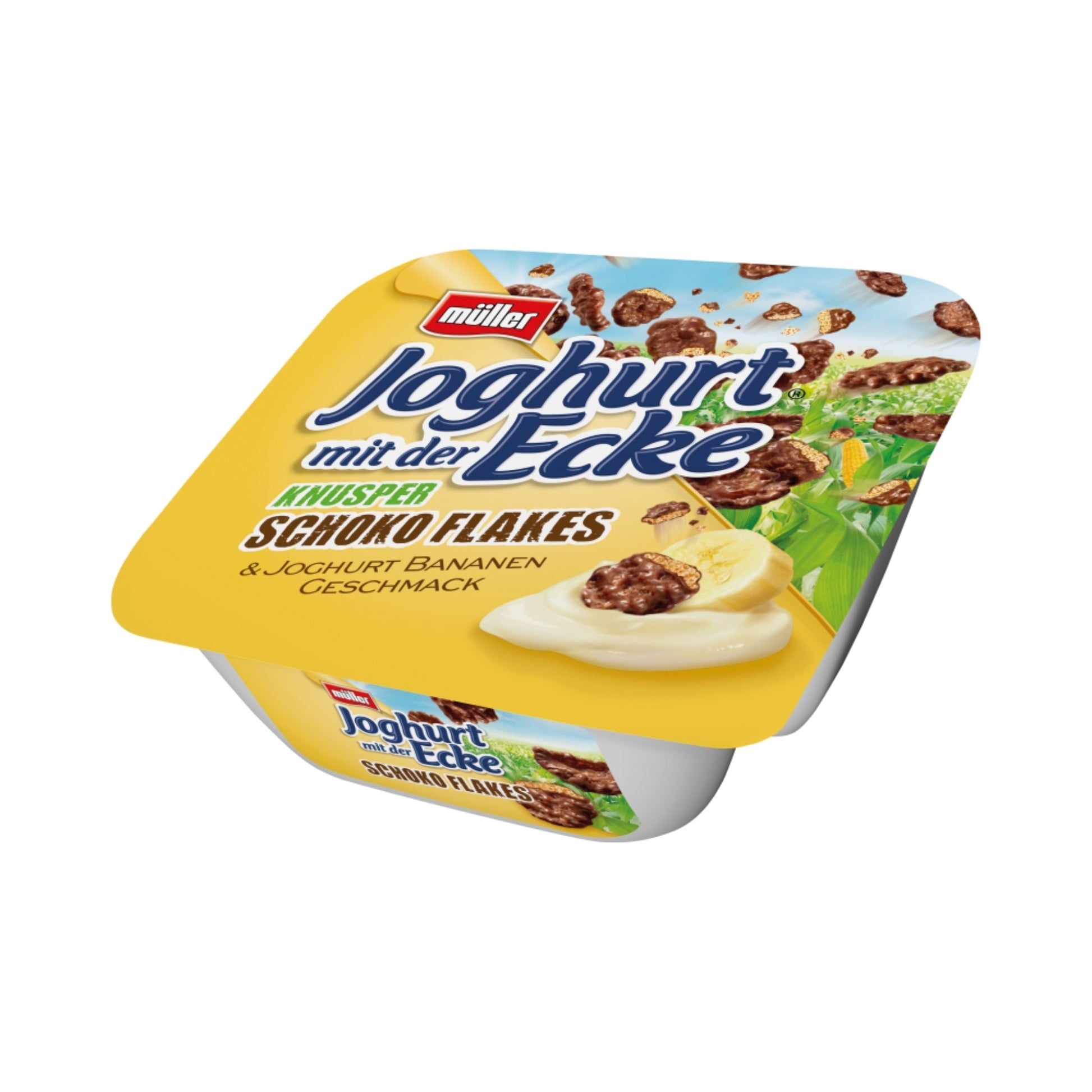 Müller Knusper Joghurt Banane Schoko Flakes 150g foodpipe [Lebensmittel-Lieferservice Rostock]