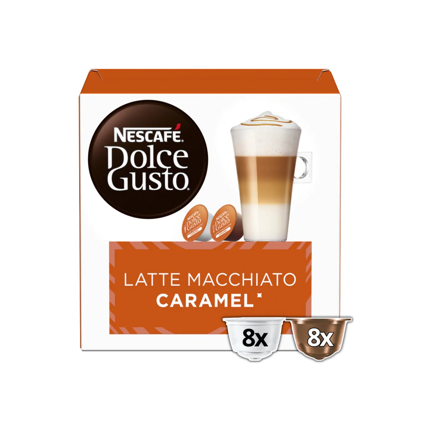 Nescafe Dolce Gusto Kapseln Latte Macchiato Caramel 8+8ST 145,6g foodpipe [Lebensmittel-Lieferservice Rostock]