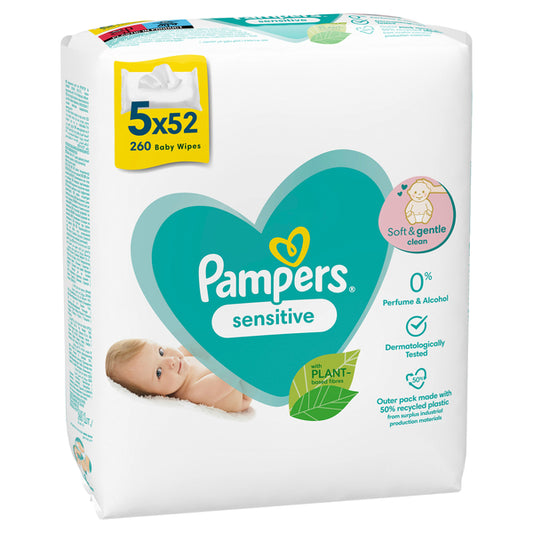Pampers Feuchttücher Sensitive 5x52ST foodpipe [Lebensmittel-Lieferservice Rostock]