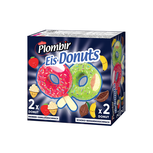 Plombir Donuts Erdbeer-Vanille und Schoko-Banane 280g