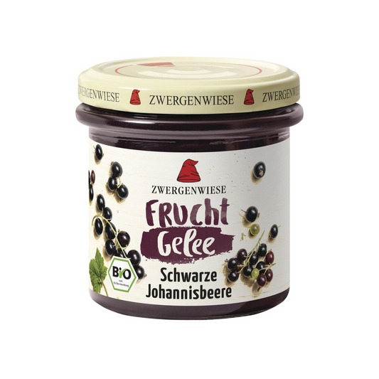 Bio Zwergenwiese Fruchtgelee schwarze Johannisbeere 160g