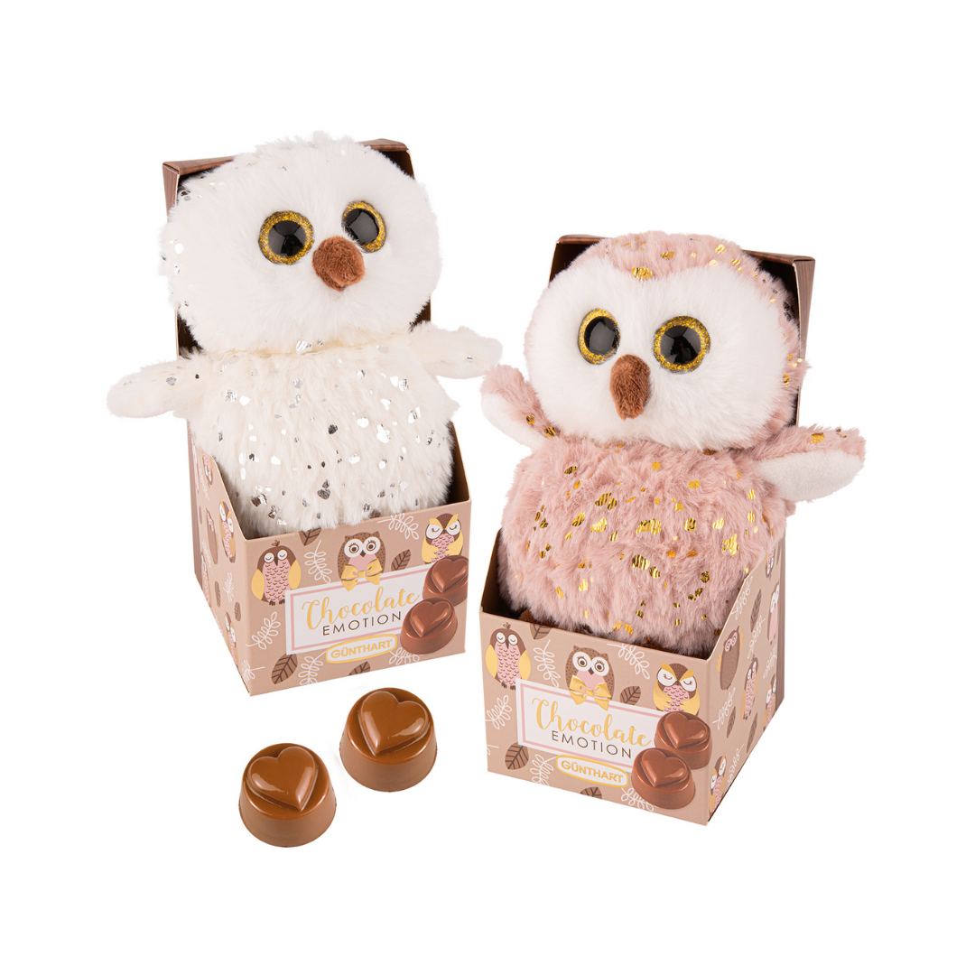 Günthart Plüsch-Eule auf Box 106,9g
