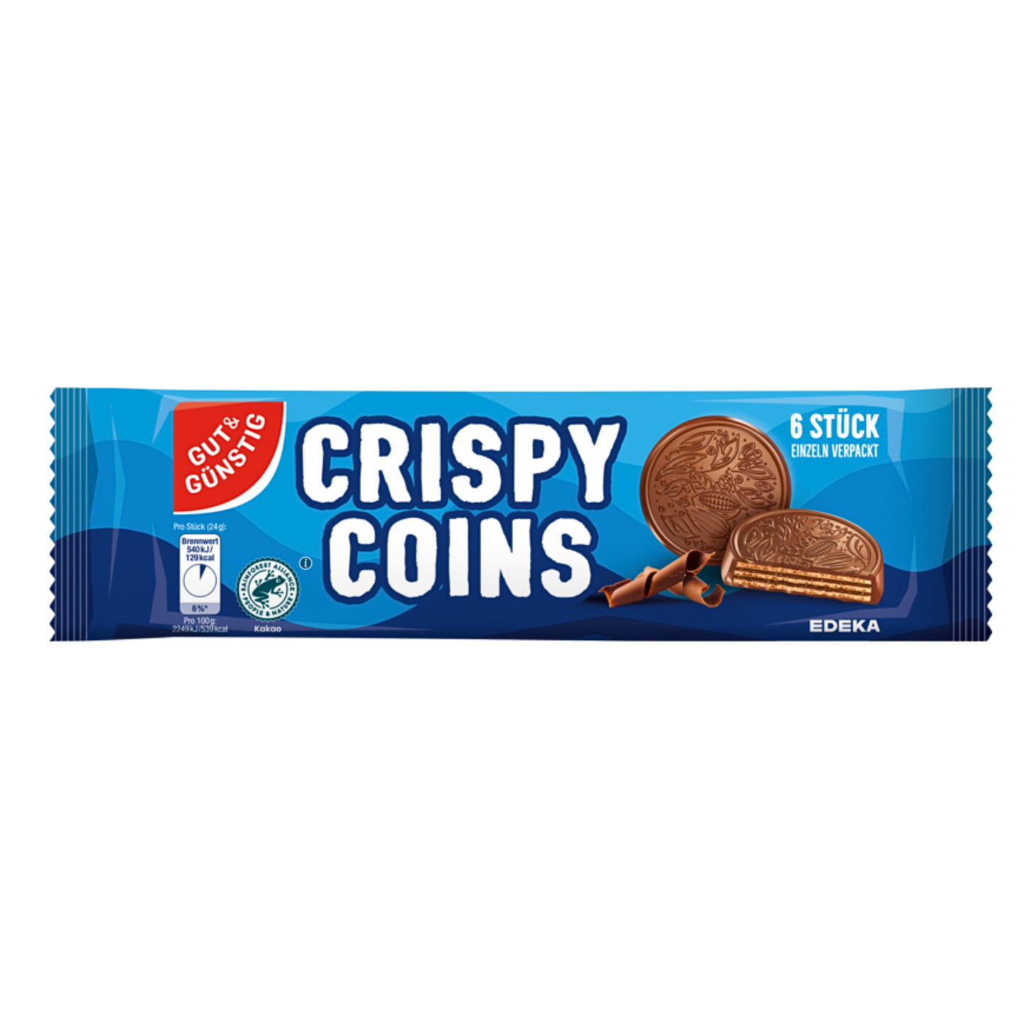 GUT&GÜNSTIG Crispy Coins Schokowaffel-Taler 6x24g