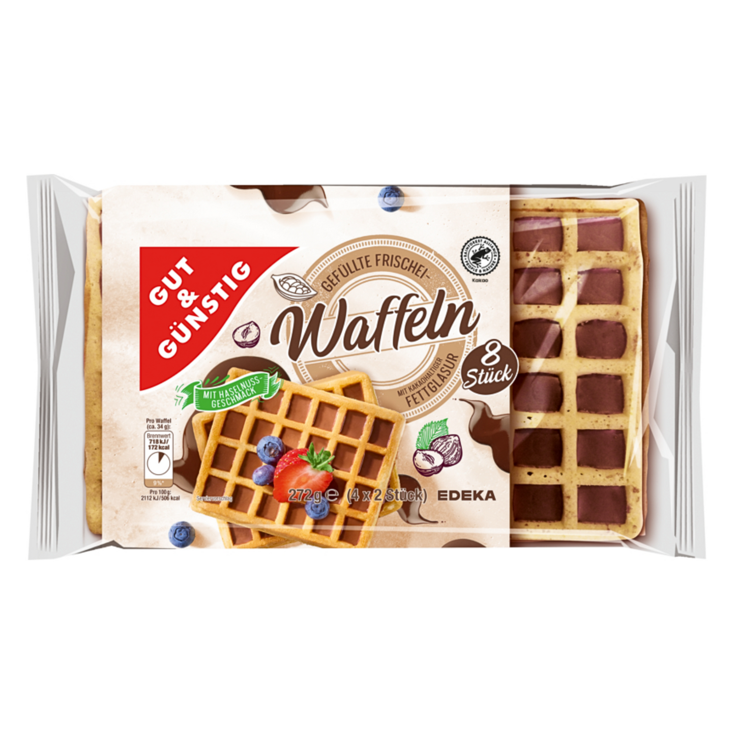 GUT&GÜNSTIG Frischeiwaffeln gefüllt 272g