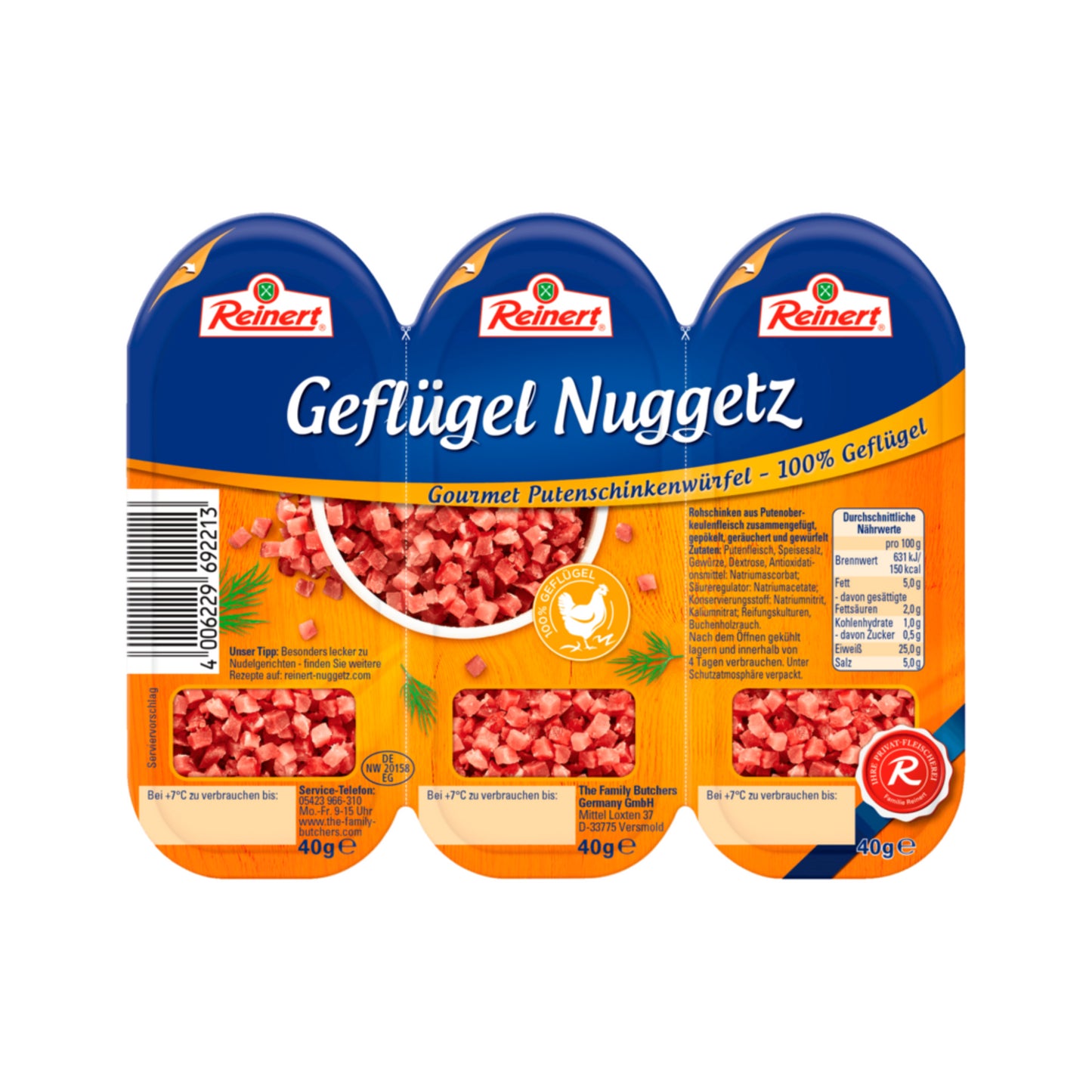 Reinert Geflügel Nuggetz 120g foodpipe [Lebensmittel-Lieferservice Rostock]