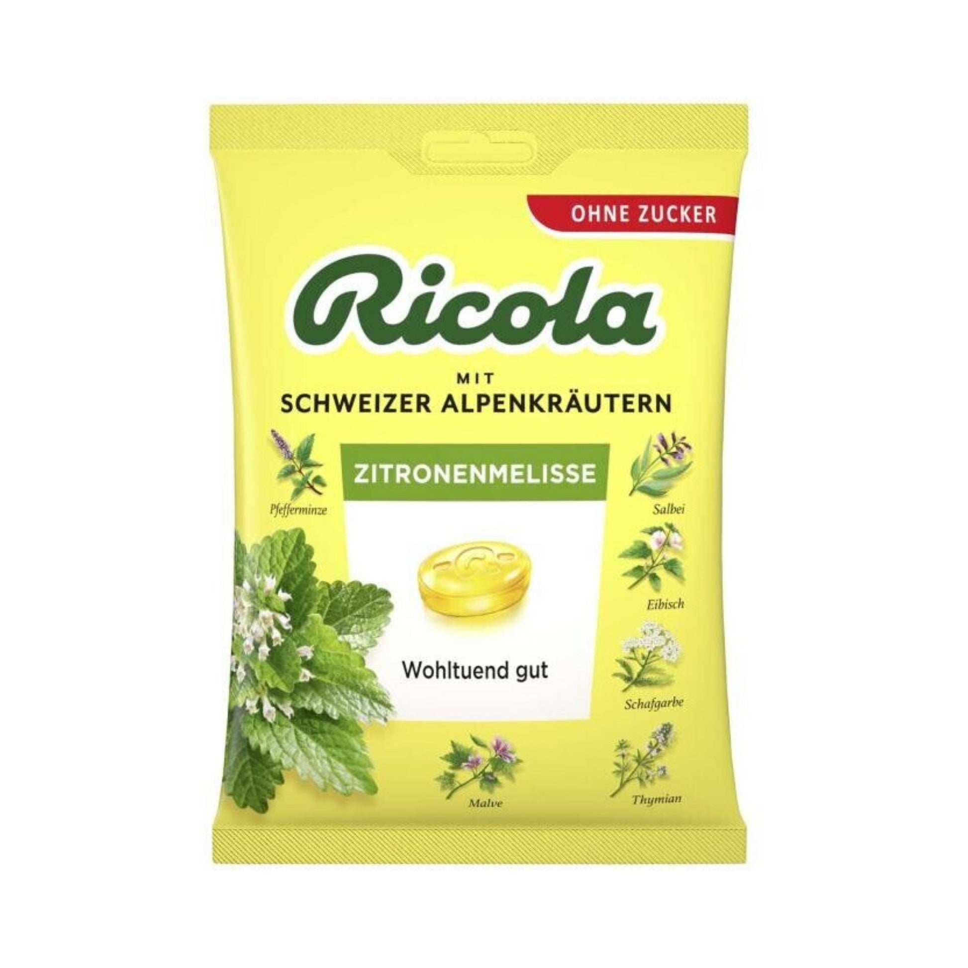 Ricola Zitronenmelisse Hustenbonbons ohne Zucker 75g foodpipe [Lebensmittel-Lieferservice Rostock]