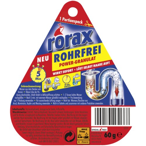 Rorax Abflussfrei Power Granulat 60g foodpipe [Lebensmittel-Lieferservice Rostock]