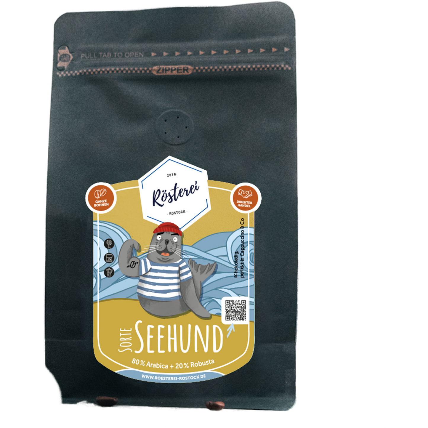 Rösterei Rostock Seehund Kaffee gemahlen 250g foodpipe [Lebensmittel-Lieferservice Rostock]