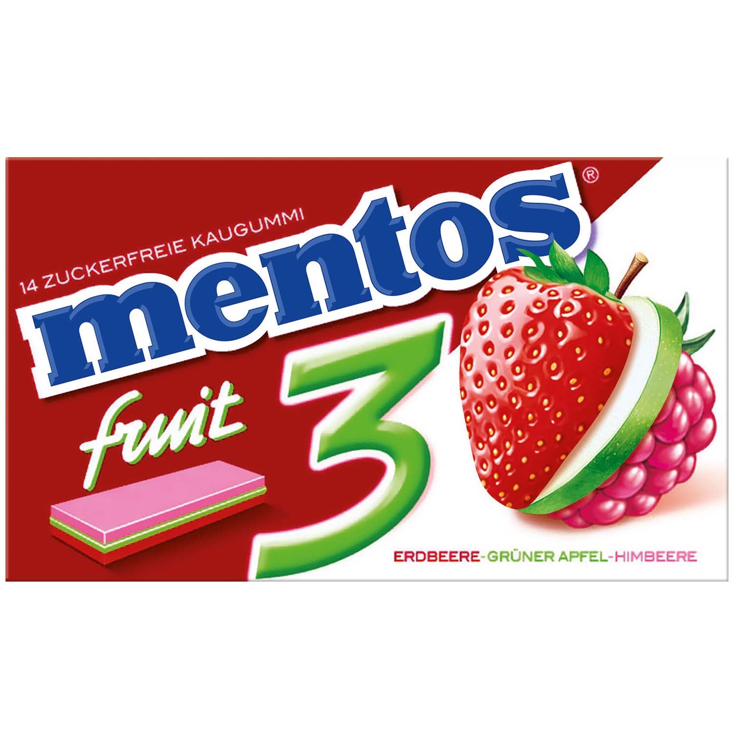 mentos Fruity Fresh 3 Erdbeer,Apfel,Himbeer 33g foodpipe [Lebensmittel-Lieferservice Rostock]