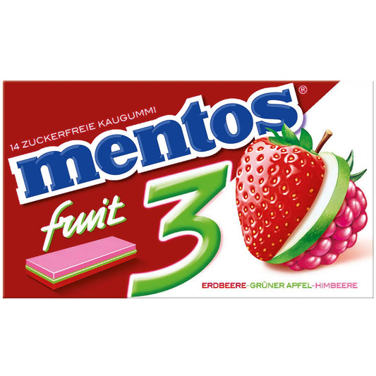 mentos Fruity Fresh 3 Erdbeer,Apfel,Himbeer 33g foodpipe [Lebensmittel-Lieferservice Rostock]
